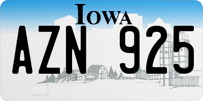 IA license plate AZN925