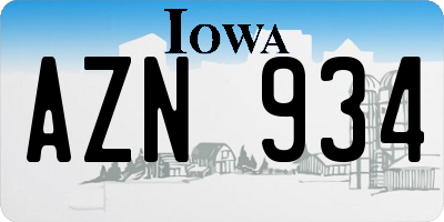 IA license plate AZN934