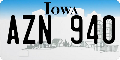 IA license plate AZN940
