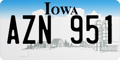 IA license plate AZN951