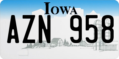 IA license plate AZN958
