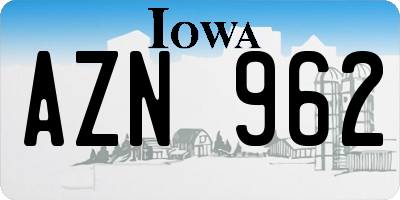 IA license plate AZN962