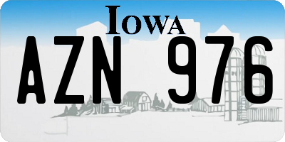 IA license plate AZN976