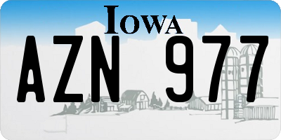 IA license plate AZN977