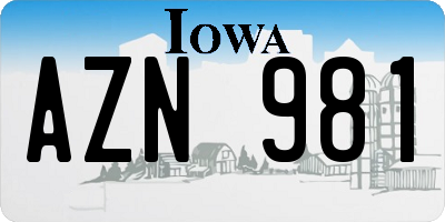 IA license plate AZN981