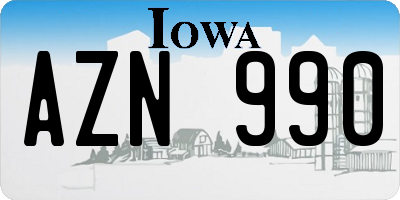 IA license plate AZN990