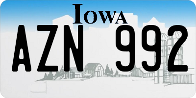 IA license plate AZN992