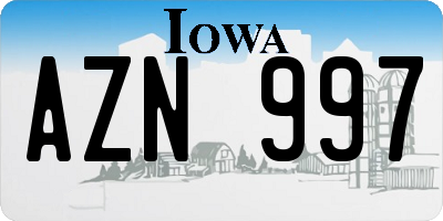 IA license plate AZN997