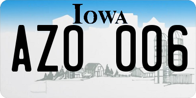IA license plate AZO006