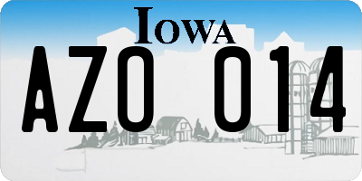 IA license plate AZO014