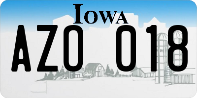 IA license plate AZO018