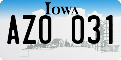 IA license plate AZO031