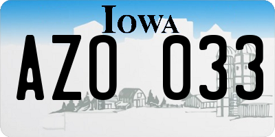 IA license plate AZO033