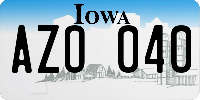 IA license plate AZO040