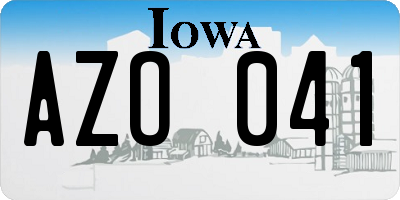 IA license plate AZO041