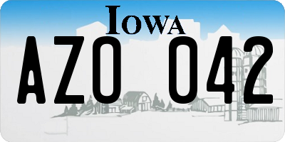 IA license plate AZO042