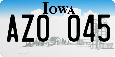 IA license plate AZO045