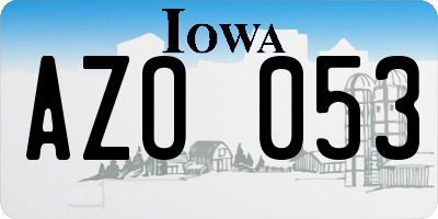 IA license plate AZO053
