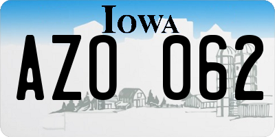 IA license plate AZO062