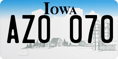 IA license plate AZO070