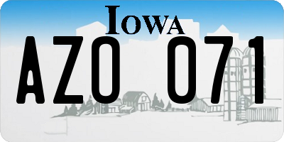 IA license plate AZO071