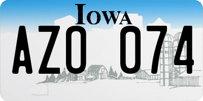IA license plate AZO074
