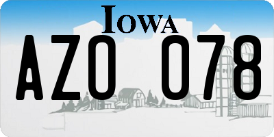 IA license plate AZO078
