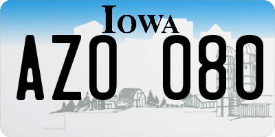 IA license plate AZO080