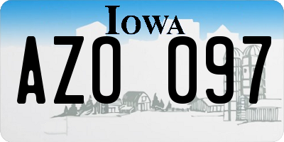 IA license plate AZO097