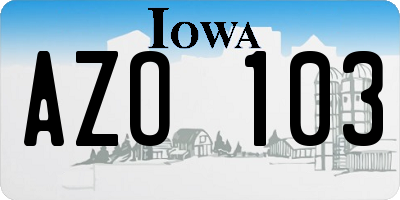 IA license plate AZO103