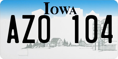 IA license plate AZO104