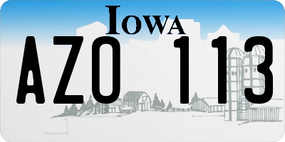 IA license plate AZO113