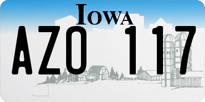 IA license plate AZO117