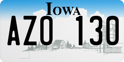 IA license plate AZO130