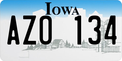IA license plate AZO134