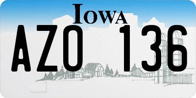 IA license plate AZO136