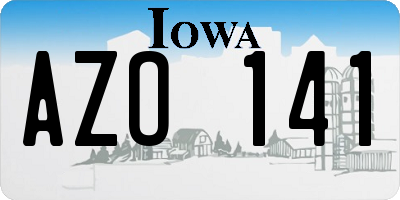 IA license plate AZO141