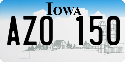 IA license plate AZO150