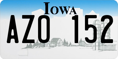 IA license plate AZO152