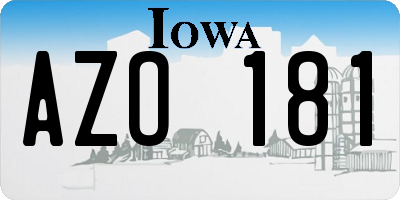 IA license plate AZO181