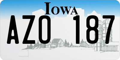 IA license plate AZO187