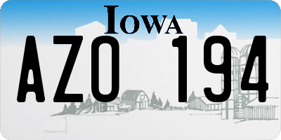 IA license plate AZO194