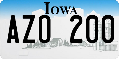 IA license plate AZO200
