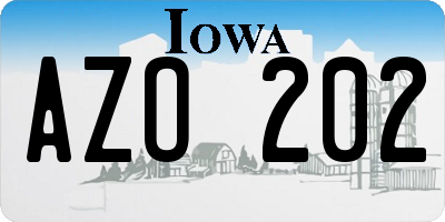 IA license plate AZO202