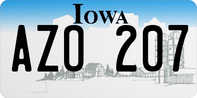 IA license plate AZO207