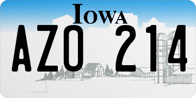 IA license plate AZO214