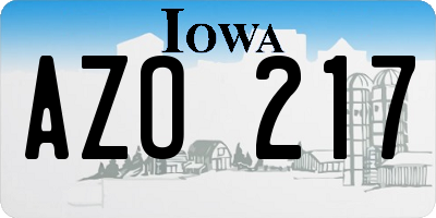 IA license plate AZO217