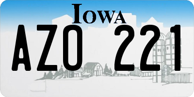 IA license plate AZO221