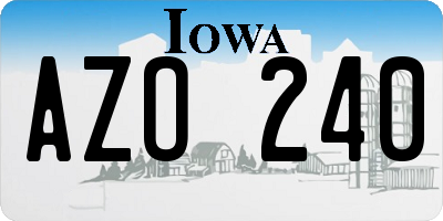 IA license plate AZO240