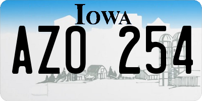 IA license plate AZO254